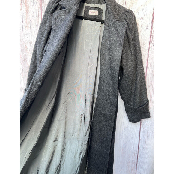 Lerner! Women’s Long Virgin Wool Trench Pea Coat Double Breasted Gray Size 5/6 - Picture 4 of 11